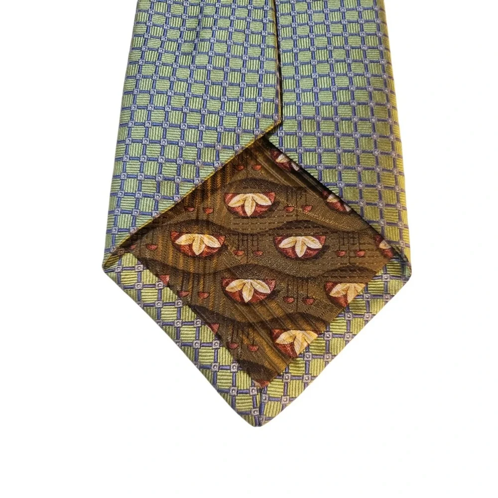 Robert Talbott by Lindsay Odom‎ Mens Tie Necktie Designer Green Blue Geometric